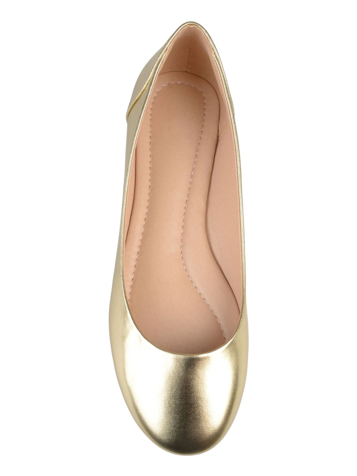 JOURNEE COLLECTION Womens Gold Cushioned Kavn Round Toe Slip On Ballet Flats 8