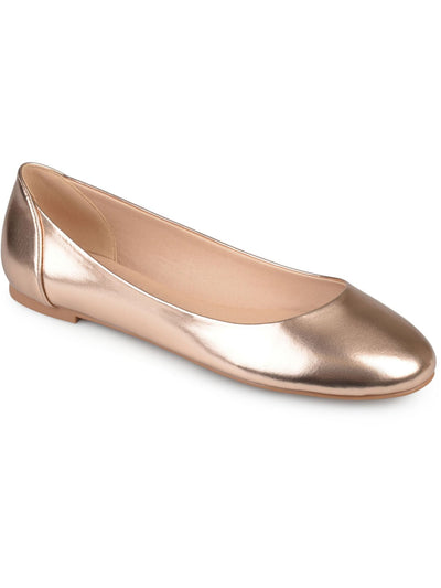 JOURNEE COLLECTION Womens Pink Cushioned Metallic Kavn Round Toe Slip On Dress Ballet Flats 12 M