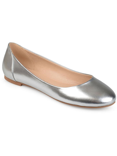 JOURNEE COLLECTION Womens Silver Metallic Padded Kavn Round Toe Slip On Ballet Flats 7 N