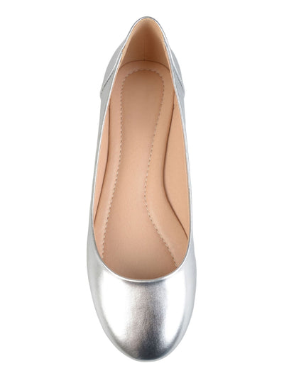 JOURNEE COLLECTION Womens Silver Metallic Padded Kavn Round Toe Slip On Ballet Flats 7 N