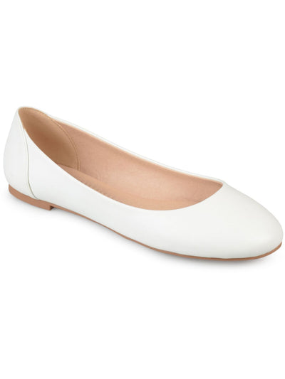 JOURNEE COLLECTION Womens White Cushioned Kavn Round Toe Slip On Ballet Flats 7.5