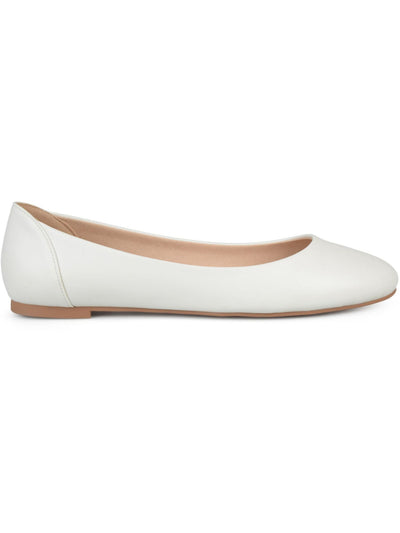 JOURNEE COLLECTION Womens White Cushioned Kavn Round Toe Slip On Ballet Flats 7.5