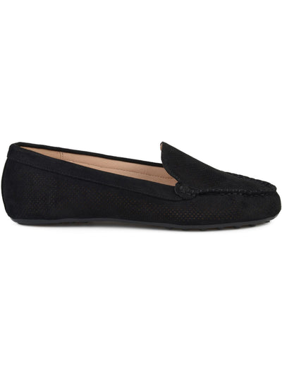 JOURNEE COLLECTION Womens Black Moc Toe Perforated Halsey Round Toe Slip On Loafers Shoes 10