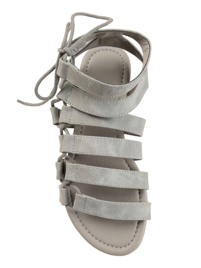 JOURNEE COLLECTION Womens Grey Gray Strappy Padded Cleo Round Toe Lace-Up Sandals Shoes 6.5 M