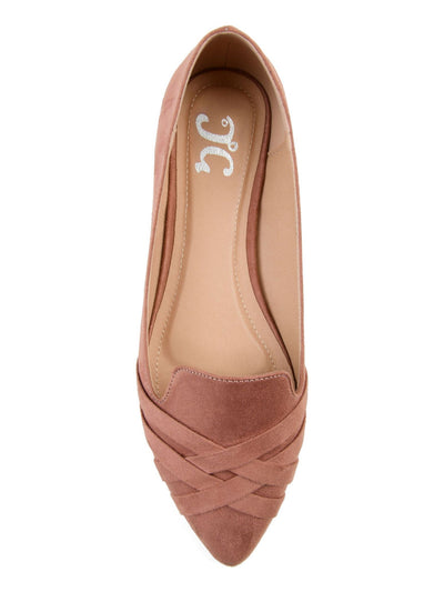 JOURNEE COLLECTION Womens Pink Padded Woven Mindee Pointed Toe Slip On Ballet Flats 8.5