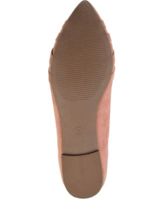 JOURNEE COLLECTION Womens Pink Padded Woven Mindee Pointed Toe Slip On Ballet Flats