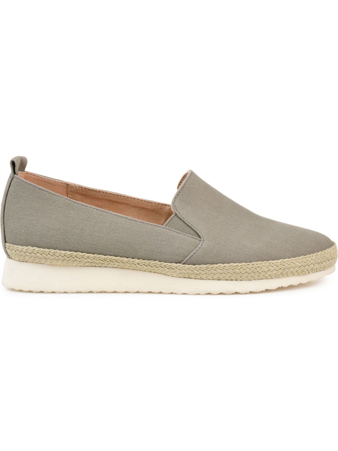 JOURNEE COLLECTION Womens Gray Cusioned Back Pull Tag Woven Stretch Leela Espadrille Round Toe Wedge Slip On Espadrille Shoes 8.5 M