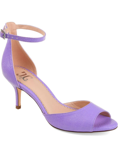 JOURNEE COLLECTION Womens Purple Snake Embossed Cushioned Narelle Round Toe Kitten Heel Buckle Dress Pumps 8.5
