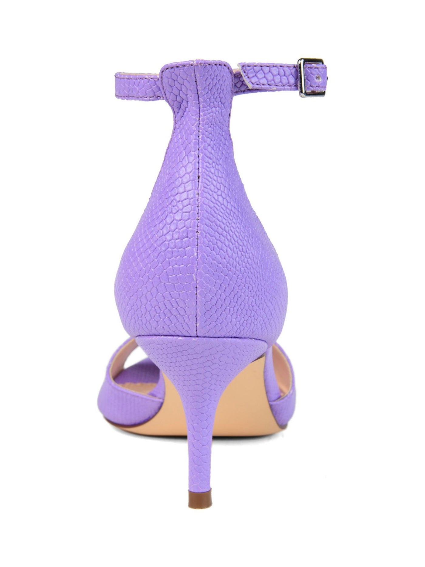 JOURNEE COLLECTION Womens Purple Snake Embossed Cushioned Narelle Round Toe Kitten Heel Buckle Dress Pumps 8.5