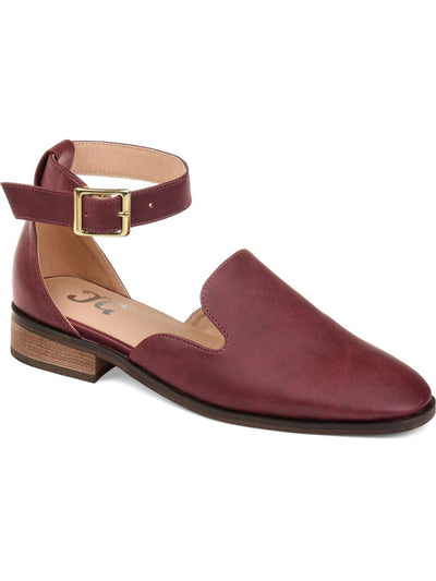 JOURNEE COLLECTION Womens Burgundy Ankle Strap Padded Loreta Square Toe Block Heel Buckle Loafers Shoes 6.5