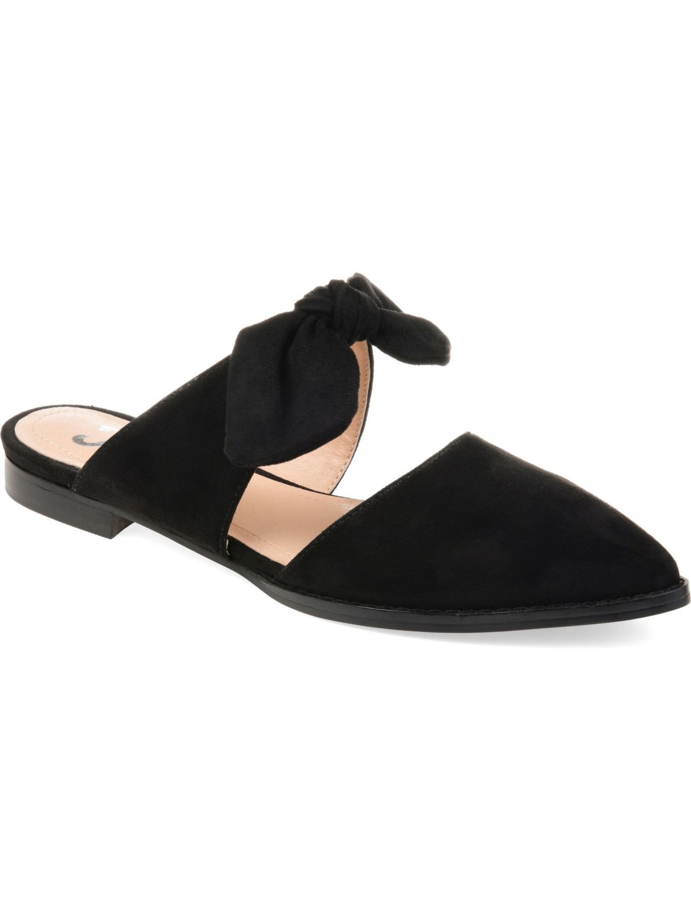 JOURNEE COLLECTION Womens Black Bow Accent Padded Telulah Pointed Toe Slip On Mules 7.5 N