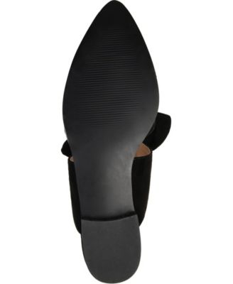 JOURNEE COLLECTION Womens Black Bow Accent Padded Telulah Pointed Toe Slip On Mules N