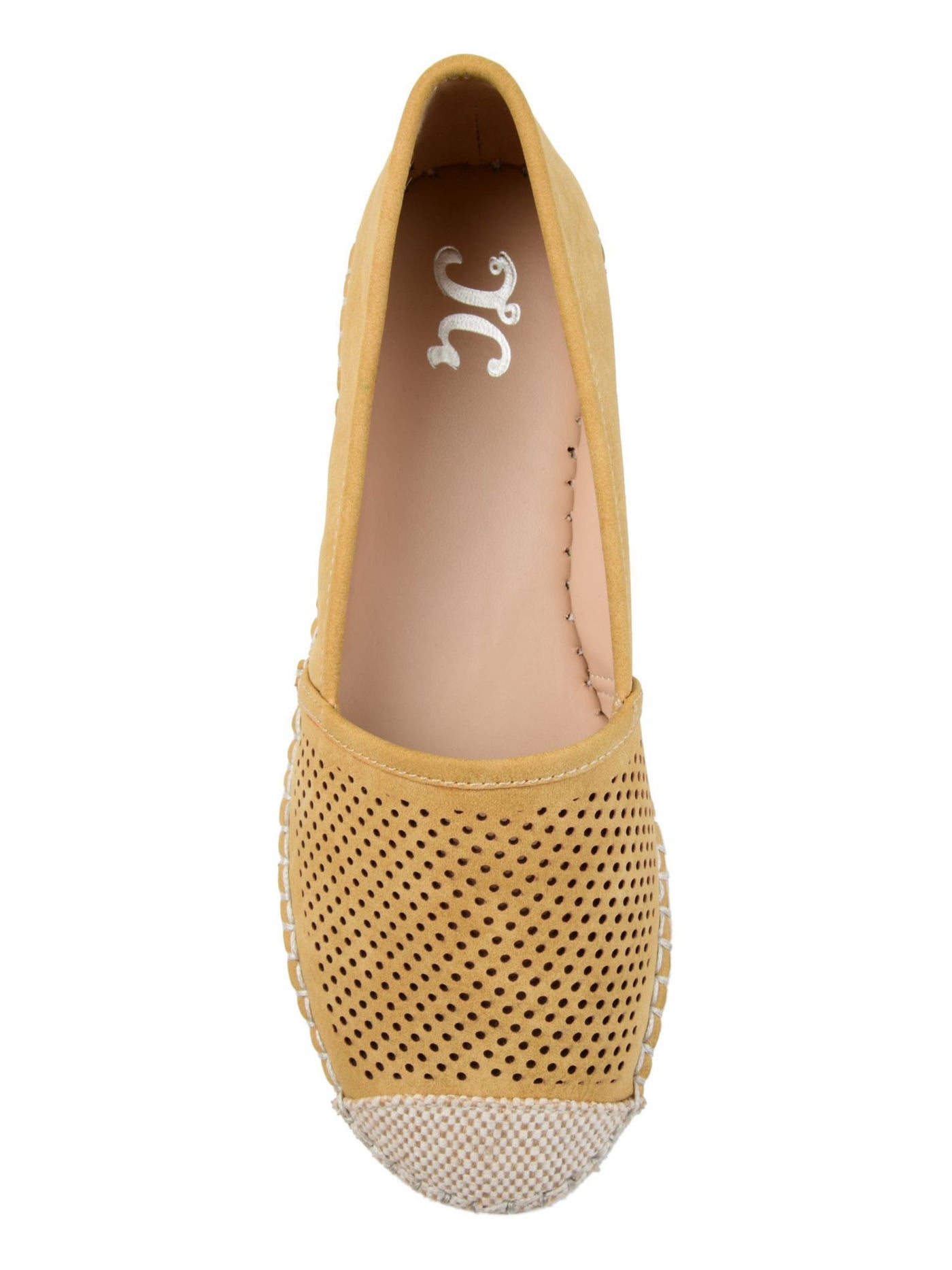 JOURNEE COLLECTION Womens Yellow Woven Cap Toe Perforated Comfort Rosela Round Toe Slip On Espadrille Shoes 7 M