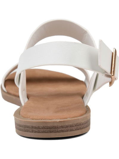 JOURNEE COLLECTION Womens White Cushioned Lavine Round Toe Buckle Slingback Sandal 12