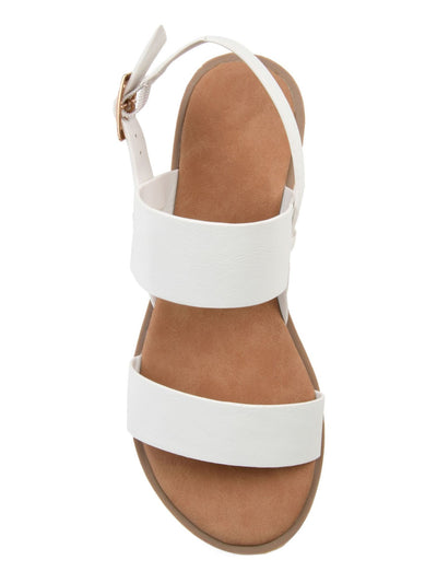 JOURNEE COLLECTION Womens White Cushioned Lavine Round Toe Buckle Slingback Sandal 12