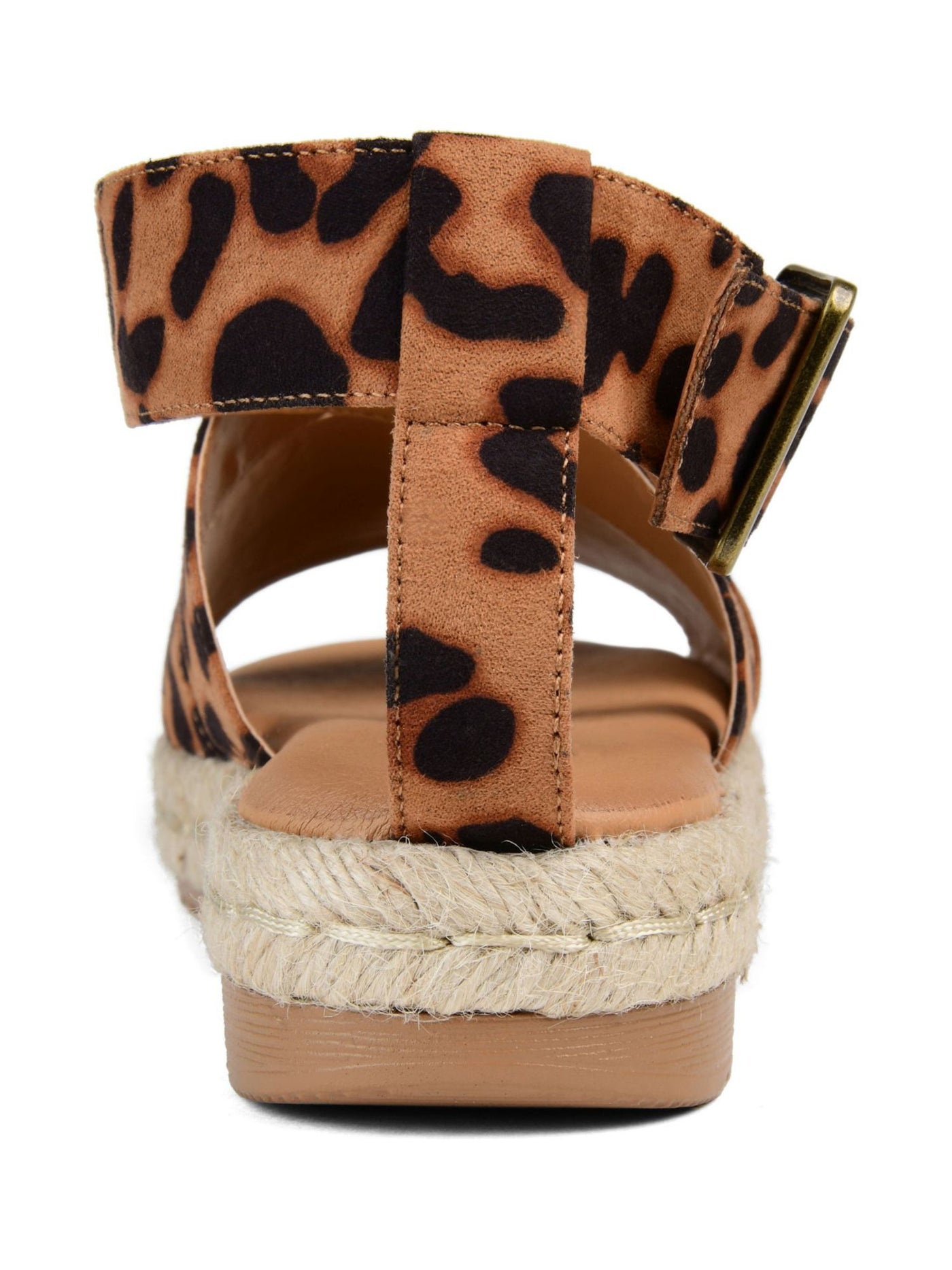 JOURNEE COLLECTION Womens Brown Animal Print Strappy Padded Trinity Round Toe Platform Buckle Espadrille Shoes 6 M