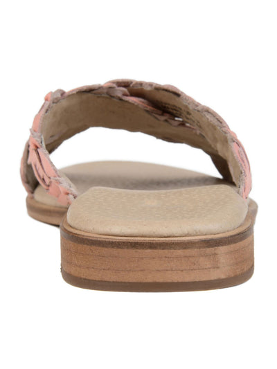 JOURNEE SIGNATURE Womens Pink Braided Cushioned Bryson Wedge Slip On Leather Sandals 7
