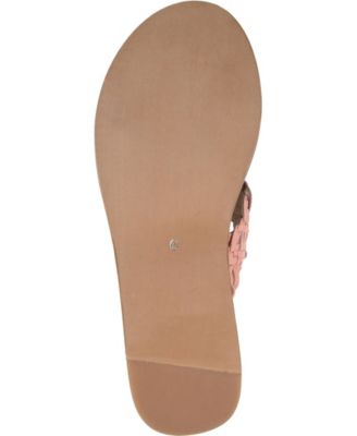 JOURNEE SIGNATURE Womens Pink Braided Cushioned Bryson Open Toe Wedge Slip On Leather Sandals Shoes