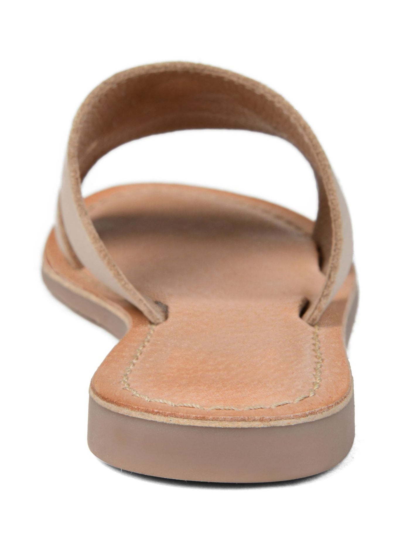 JOURNEE COLLECTION Womens Beige Cutouts Padded Walker Round Toe Wedge Slip On Leather Slide Sandals 8.5 M