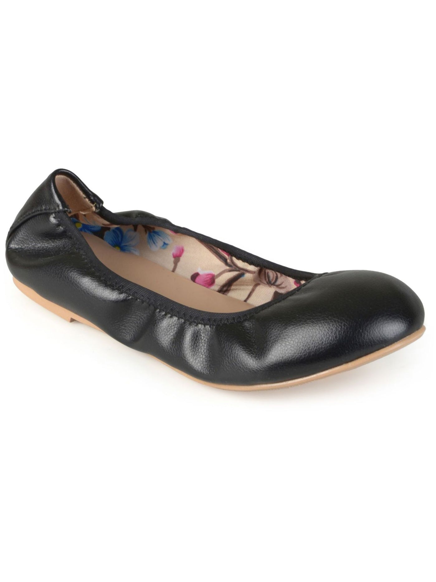 JOURNEE COLLECTION Womens Black Scrunched Ruched Lindy Round Toe Slip On Ballet Flats 6.5