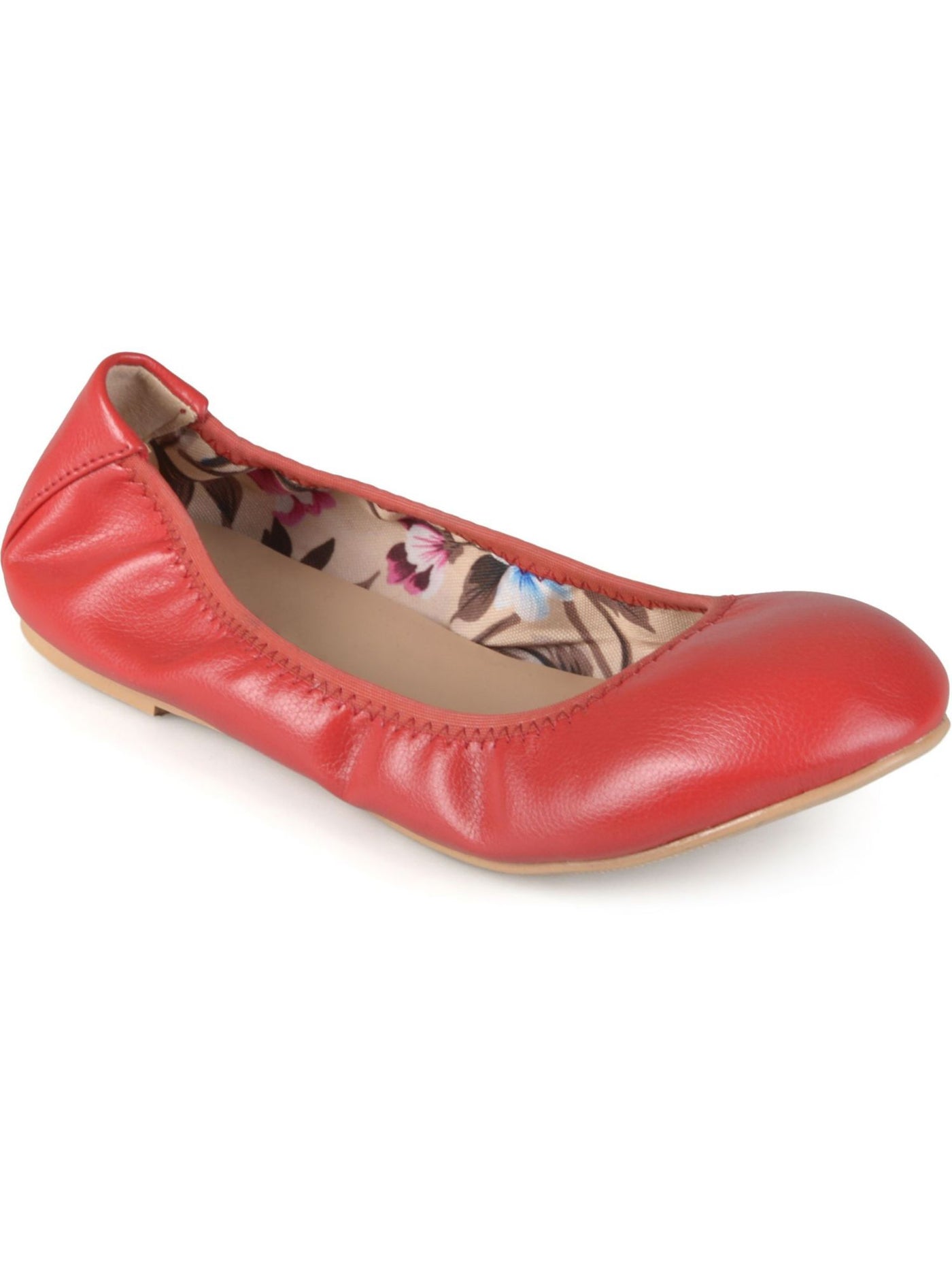 JOURNEE COLLECTION Womens Red Scrunched Ruched Lindy Round Toe Slip On Ballet Flats 6.5 M