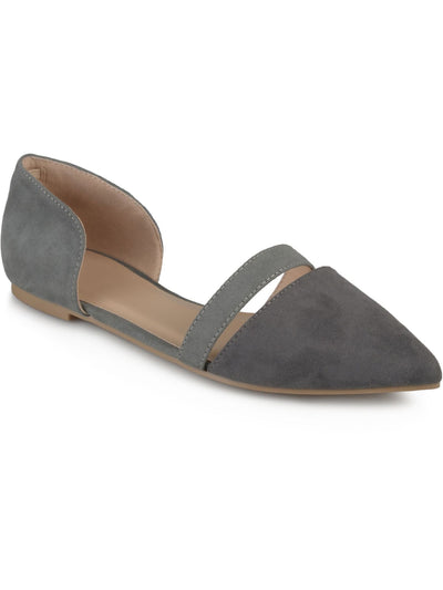 JOURNEE COLLECTION Womens Gray Dorsay Strap Accent Padded Nita Pointed Toe Slip On Ballet Flats 8.5 M