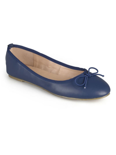 JOURNEE COLLECTION Womens Navy Bow Accent Padded Vika Round Toe Slip On Ballet Flats 8.5 W