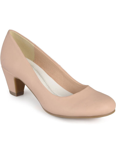 JOURNEE COLLECTION Womens Beige Padded Luu Round Toe Kitten Heel Slip On Pumps Shoes 7.5
