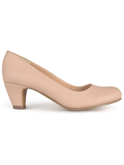 JOURNEE COLLECTION Womens Beige Padded Luu Round Toe Kitten Heel Slip On Pumps Shoes 7.5