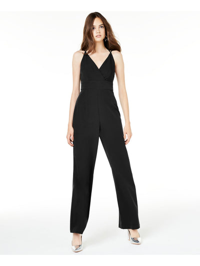 TEEZE ME Womens Black Empire Waist Wide Leg Cocktail Jumpsuit 1\2