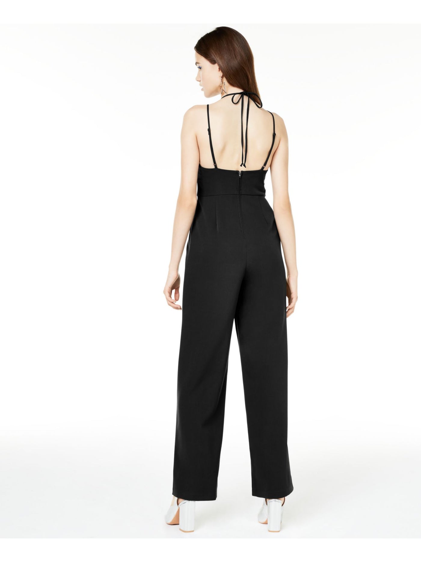 TEEZE ME Womens Black Empire Waist Wide Leg Cocktail Jumpsuit 1\2