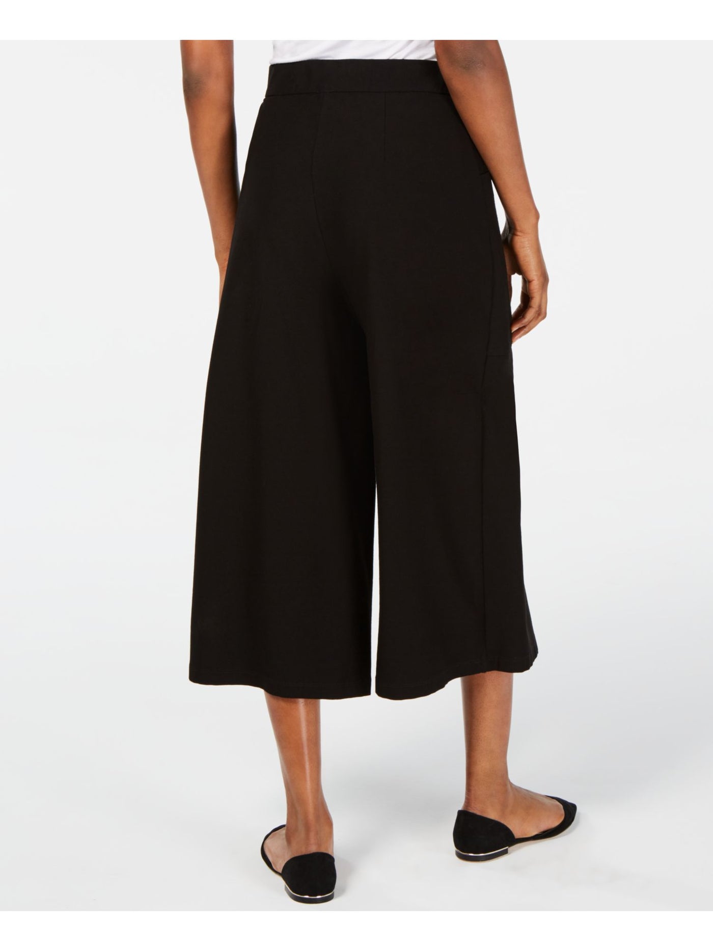 EILEEN FISHER Womens Black Stretch Pocketed Textured Front Overlay Wear To Work Wide Leg Pants S