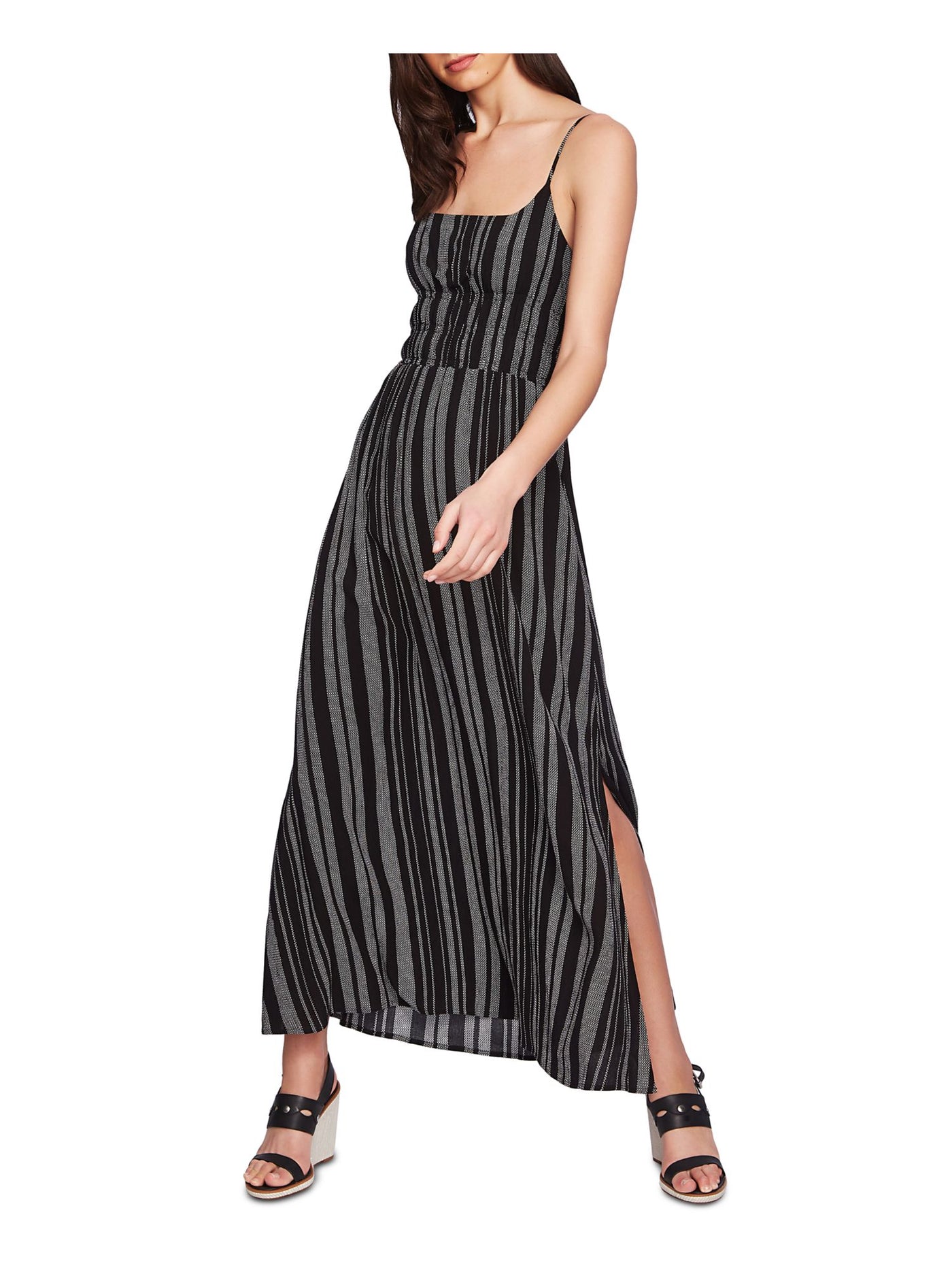 1. STATE Womens Slitted Spaghetti Strap Square Neck Maxi Dress