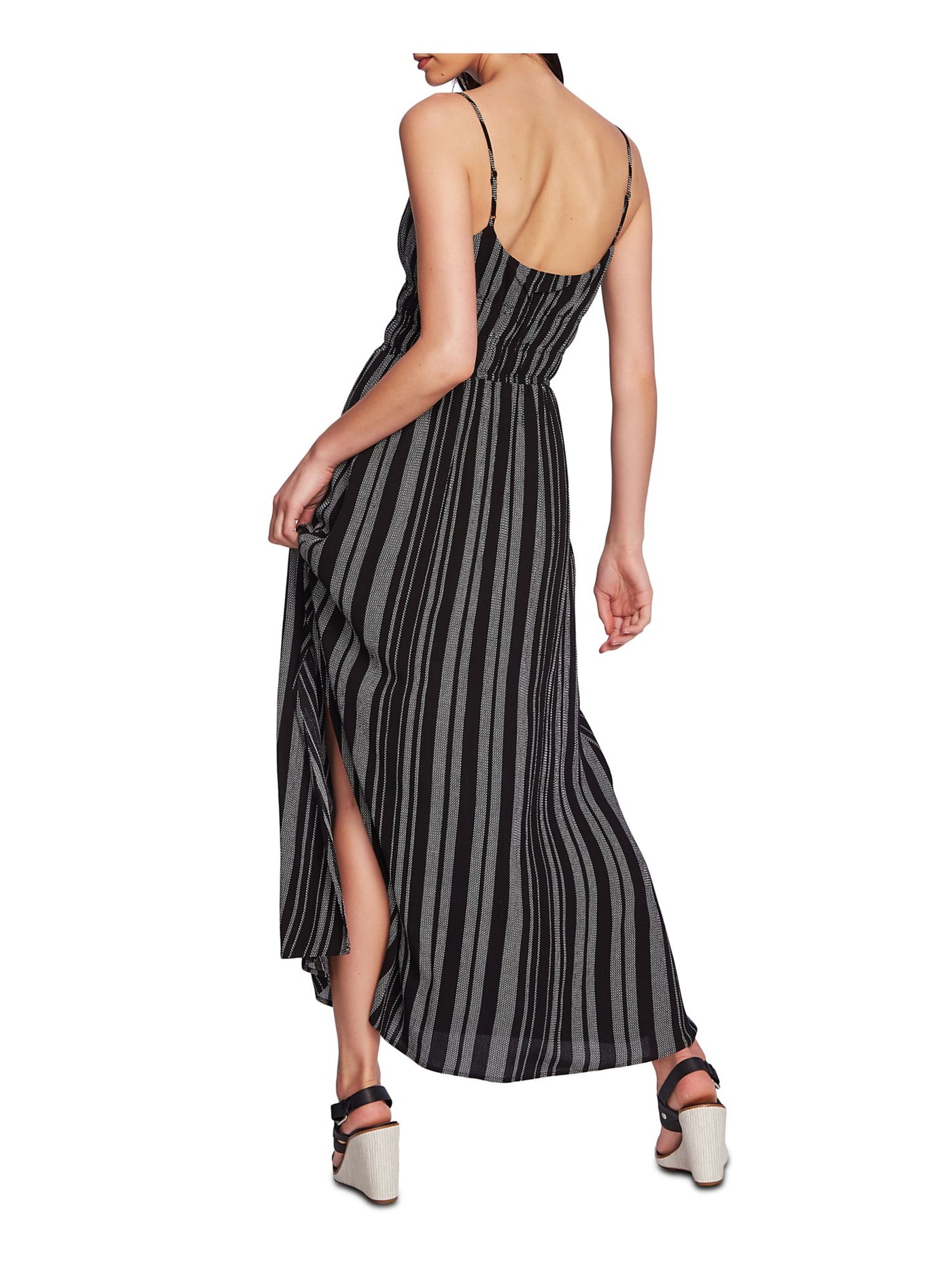 1. STATE Womens Slitted Spaghetti Strap Square Neck Maxi Dress