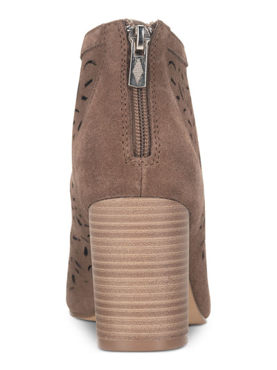 AMERICAN RAG Womens Beige Perforated Cushioned Slip Resistant Glia Round Toe Block Heel Zip-Up Shootie 7.5 M