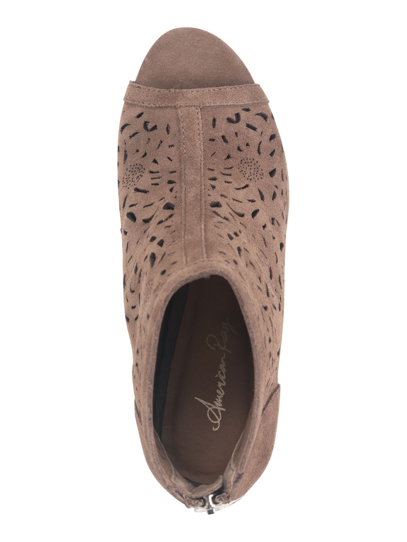 AMERICAN RAG Womens Beige Perforated Cushioned Slip Resistant Glia Round Toe Block Heel Zip-Up Shootie 7.5 M