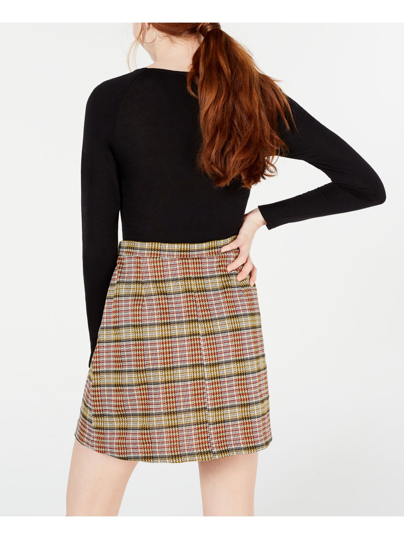 TEEZE ME Womens Black Plaid Short A-Line Skirt 5\6