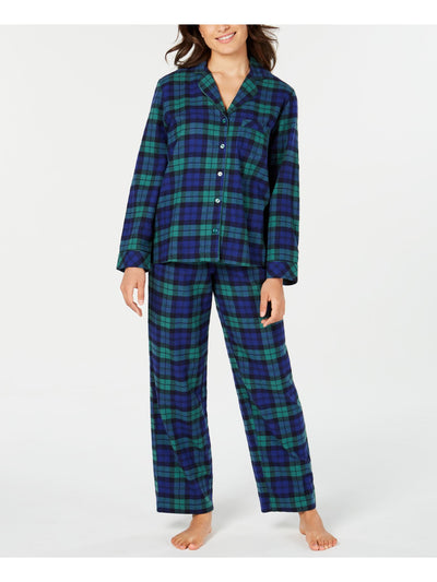 FAMILY PJs Intimates Green Flannel Set Plaid Sleepwear Pajamas M