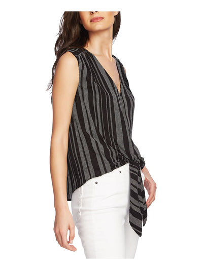 1. STATE Womens Black Striped Sleeveless V Neck Top XXS