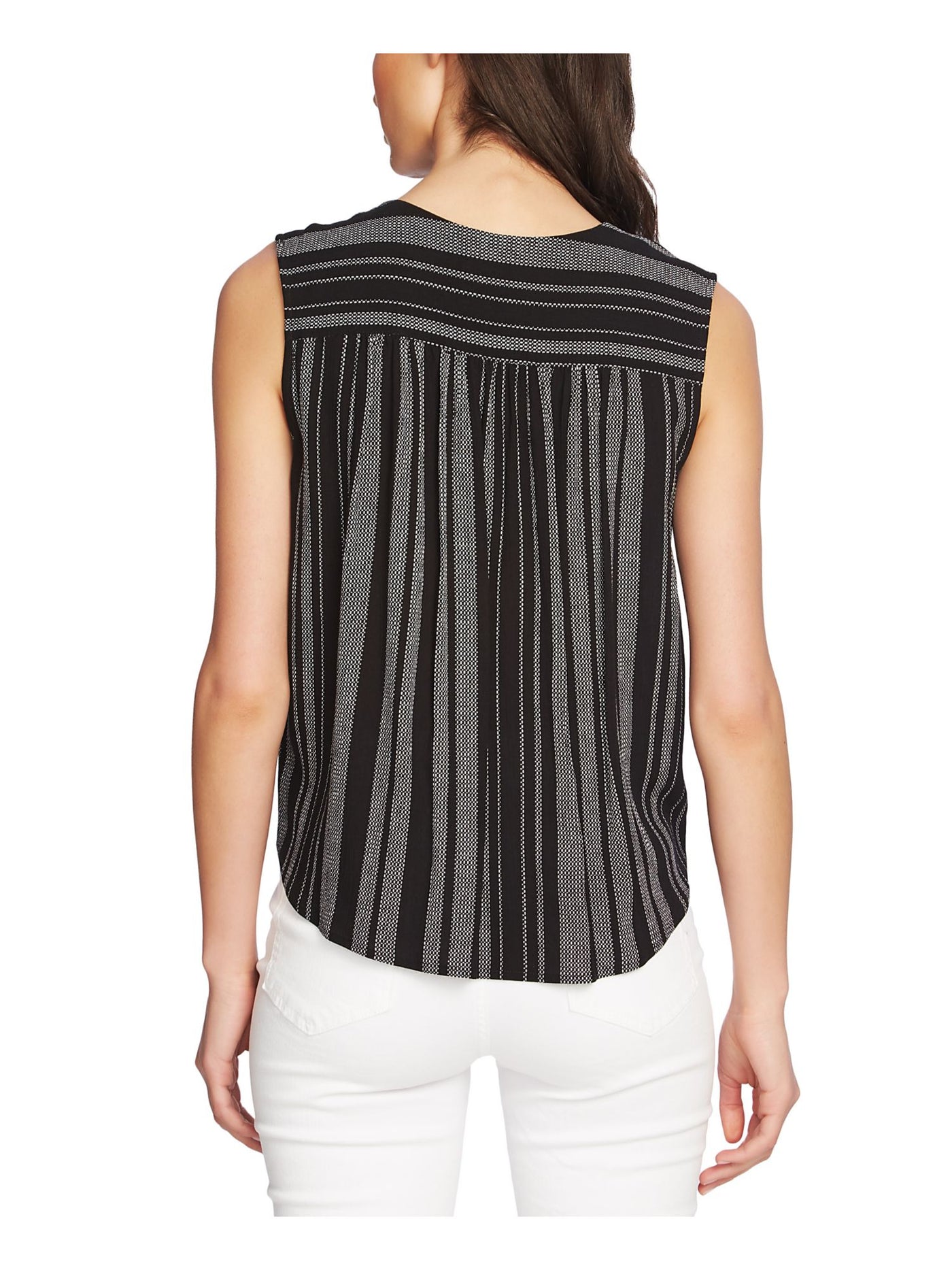 1. STATE Womens Black Striped Sleeveless V Neck Top XXS