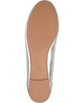 JOURNEE COLLECTION Womens Silver Metallic Padded Kavn Round Toe Slip On Ballet Flats N