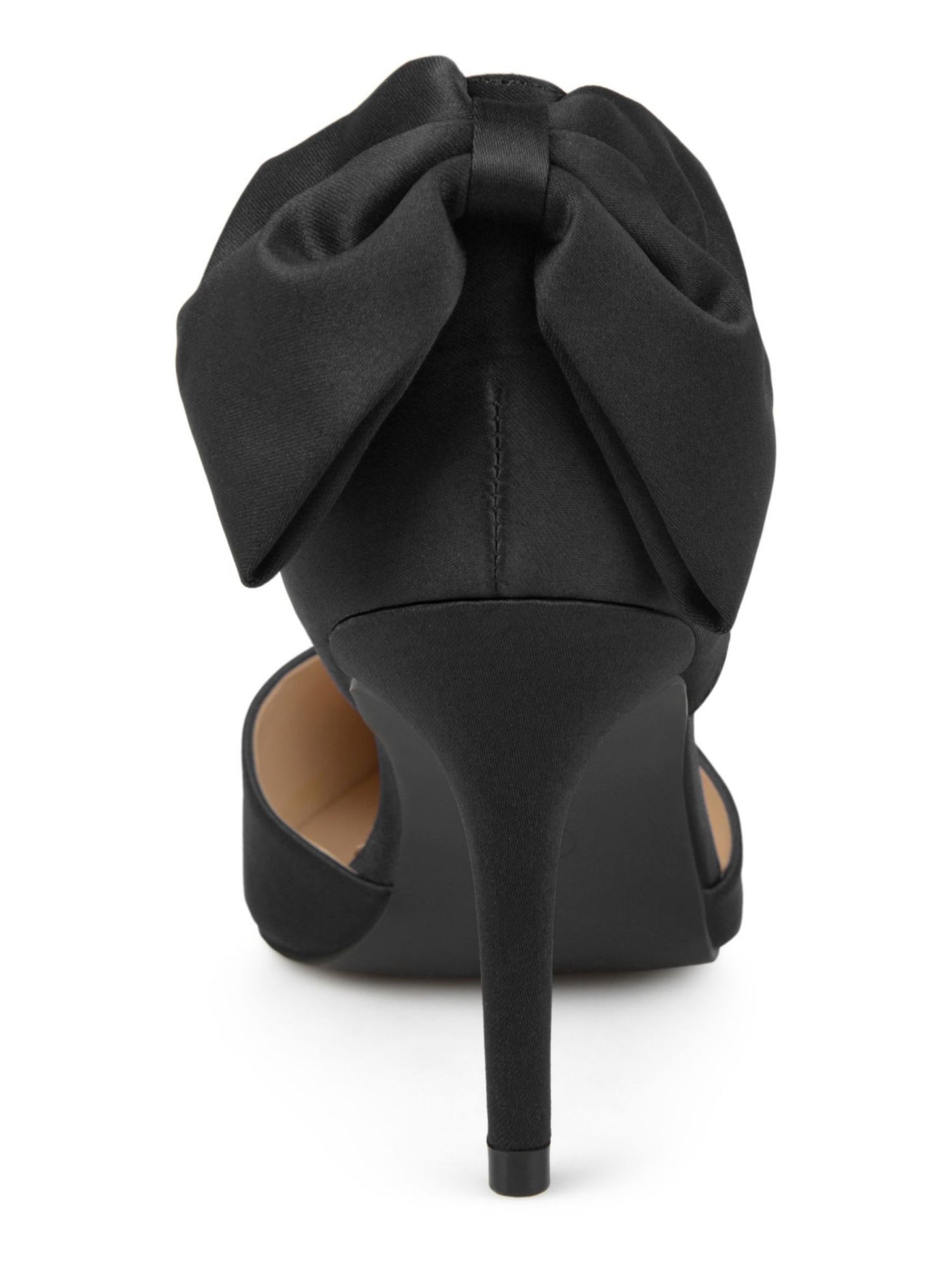 JOURNEE COLLECTION Womens Black Scalloped Footbed Bow Accent Padded Tanzi Pointed Toe Stiletto Slip On Dress Pumps 8