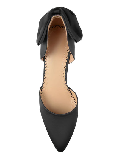 JOURNEE COLLECTION Womens Black Scalloped Footbed Bow Accent Padded Tanzi Pointed Toe Stiletto Slip On Dress Pumps 8