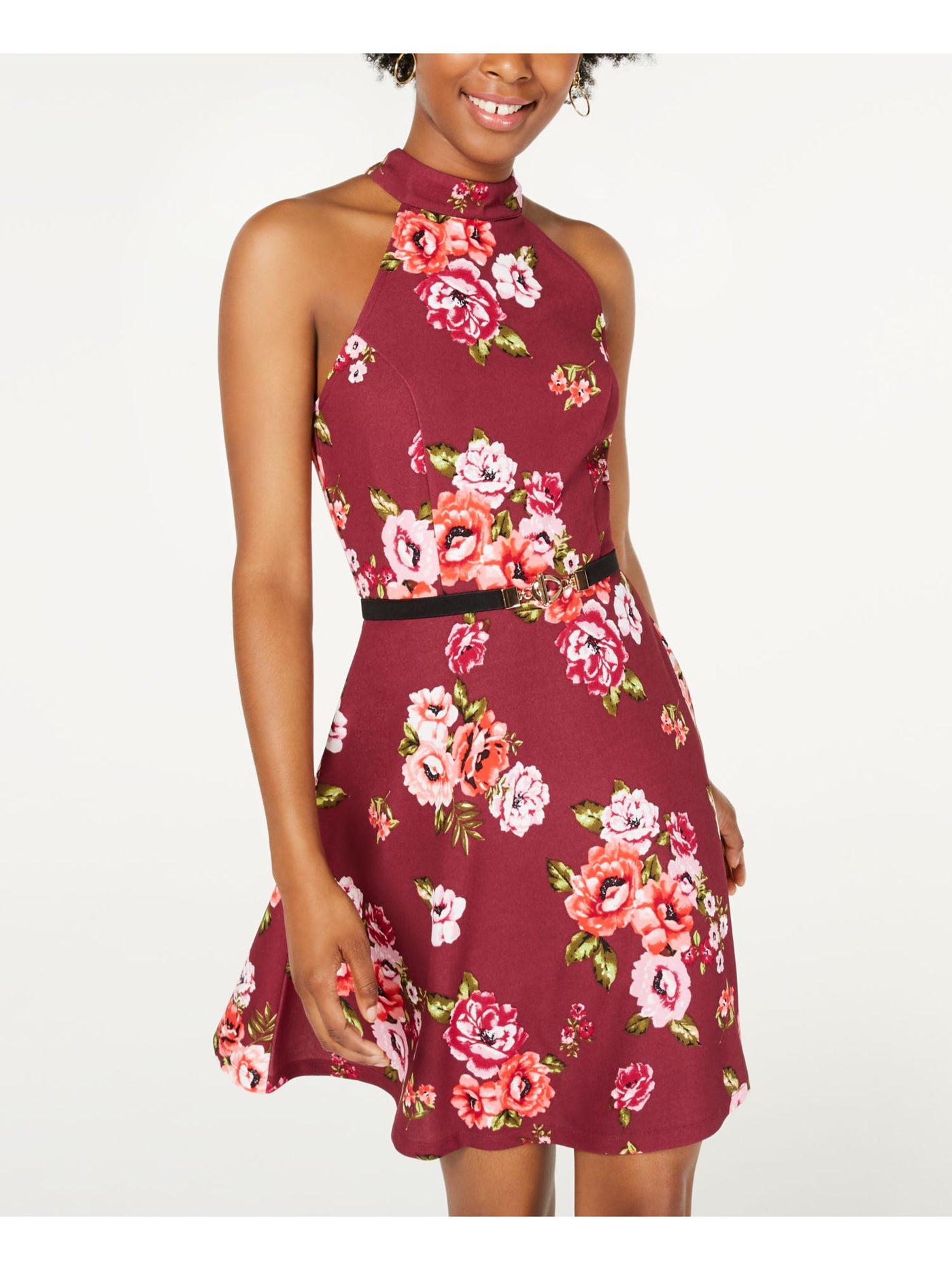 CRAVE FAME Womens Purple Above The Knee Fit + Flare Party Dress S