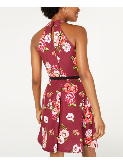 CRAVE FAME Womens Purple Above The Knee Fit + Flare Party Dress S