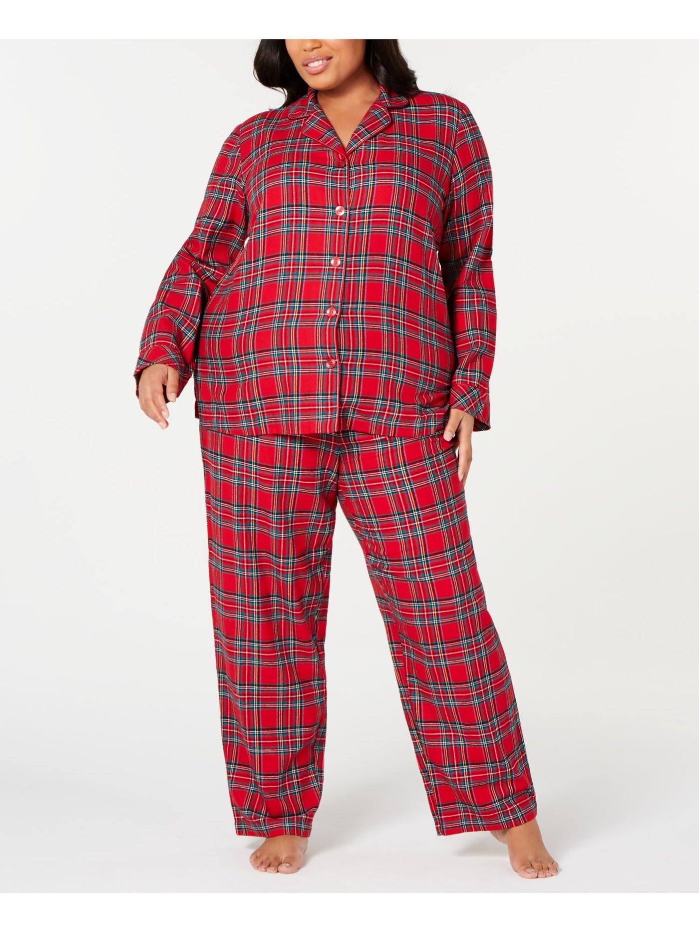 FAMILY PJs Intimates Red Cotton Plaid Sleepwear Pajamas Plus 2X