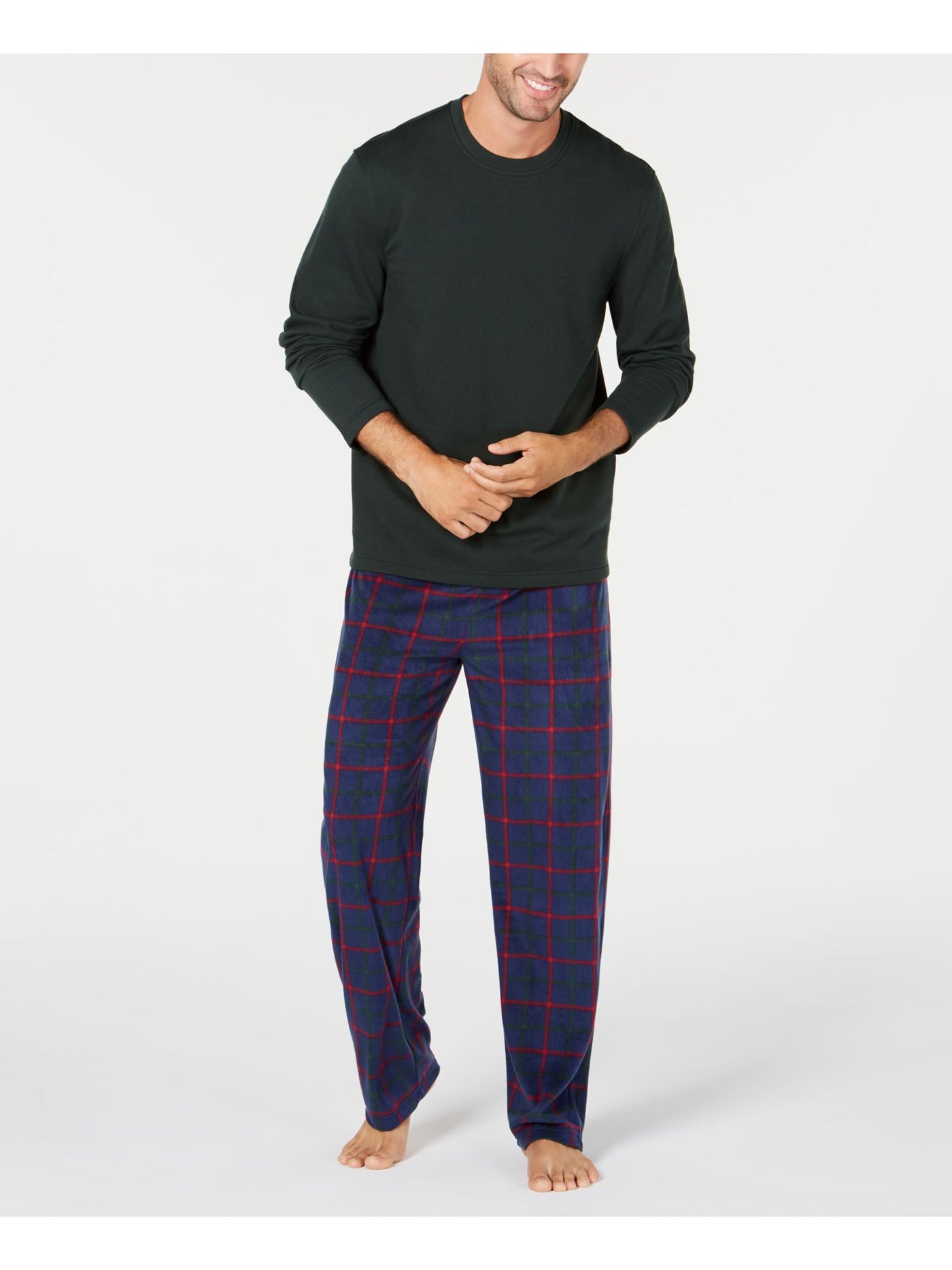 CLUBROOM Mens Green Tartan Plaid Pants L