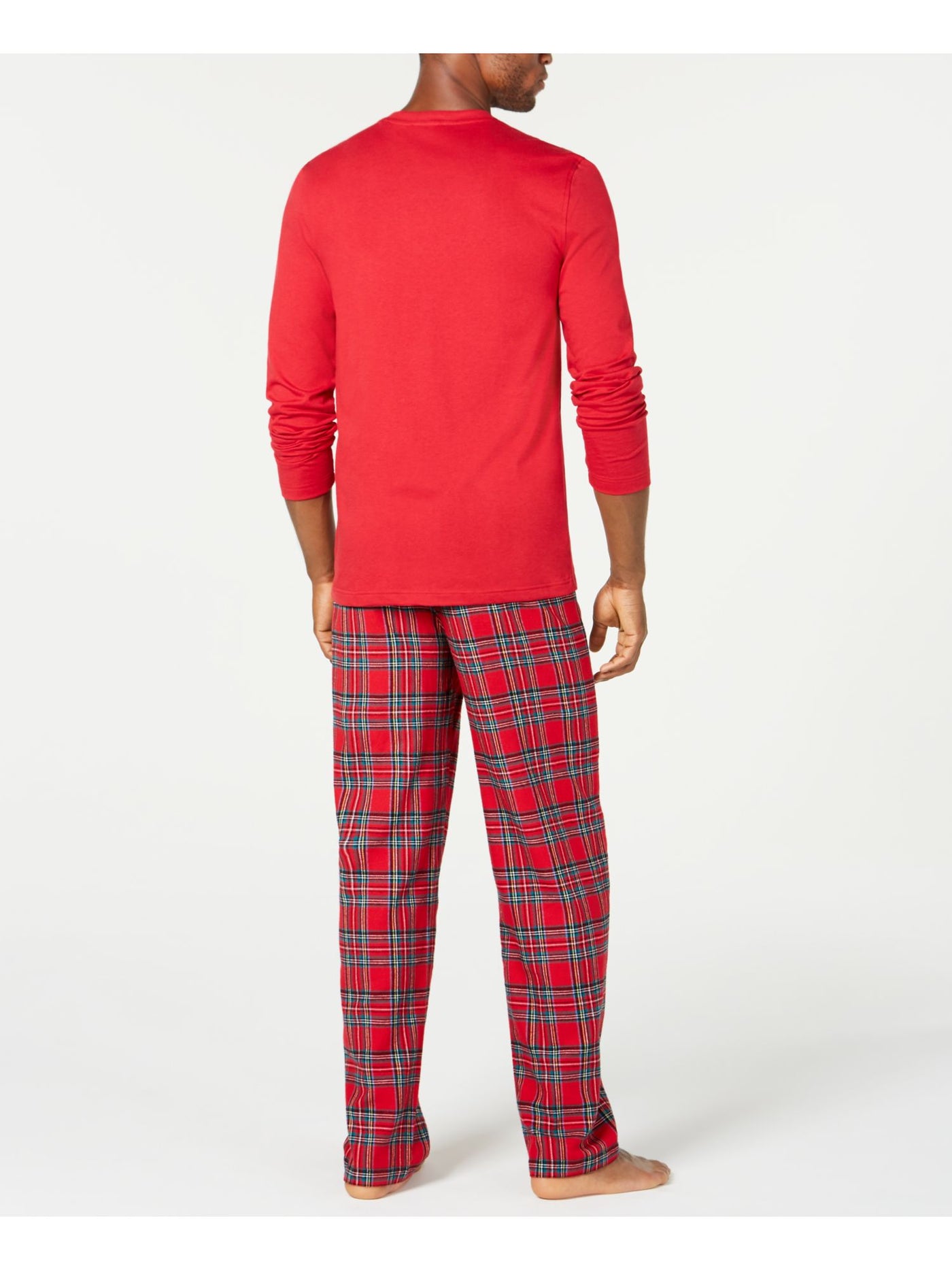 FAMILY PJs Mens Red Drawstring Long Sleeve Henley Top Straight leg Pants Pajamas Big & Tall 1XB