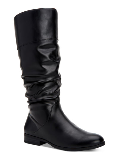 STYLE & COMPANY Womens Black Goring Ruched Cushioned Kelimae Round Toe Block Heel Zip-Up Riding Boot 8 WC