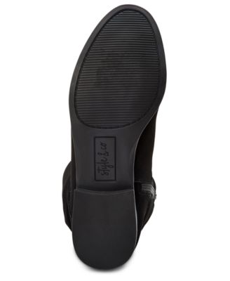STYLE & COMPANY Womens Black Cushioned Comfort Kelimae Almond Toe Block Heel Zip-Up Slouch Boot